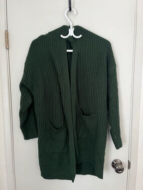 SHEIN Forest Green Open-Front Hooded Cardigan